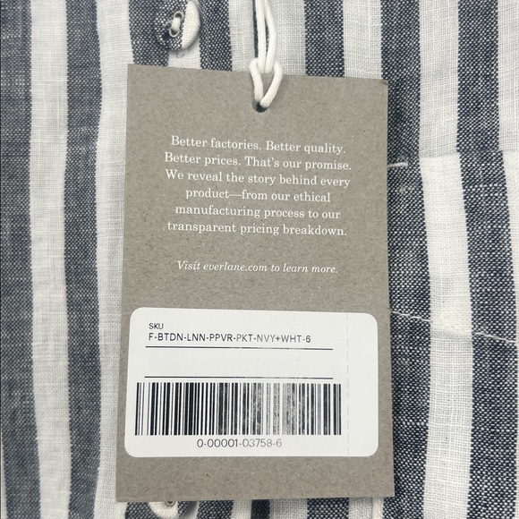 Everlane Navy and White Striped Shirt - Picture 3 of 10